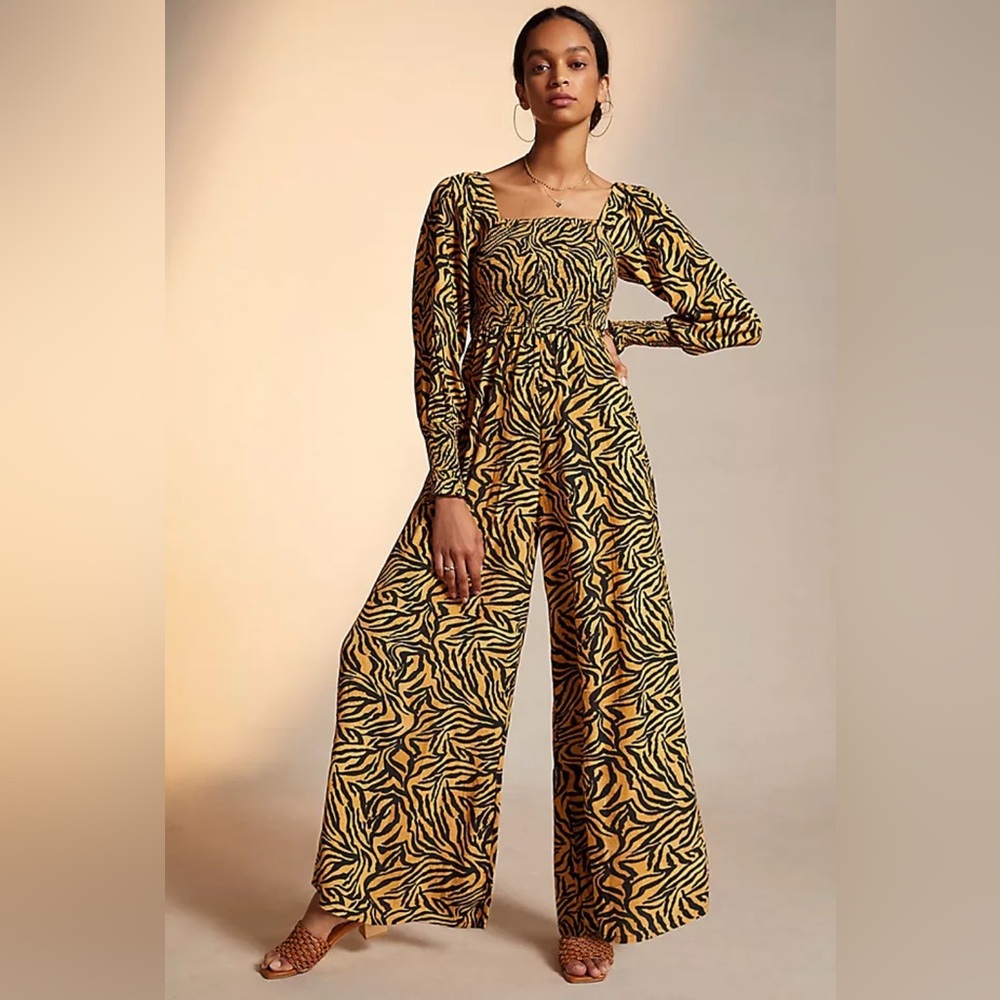 Kachel x Anthropologie Wide Leg Jumpsuit Tiger-Striped NWT